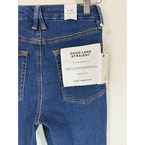 NWT Good American Good Legs Straight Mid-Rise Jeans Blue007 Women’s 4 / 27 - Picture 8 of 10